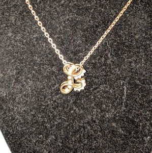 Cursive Letter "L" w/Rhinestones Pendant Necklace
